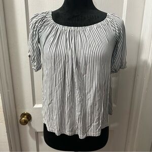LOFT Black and White Pleated Blouse